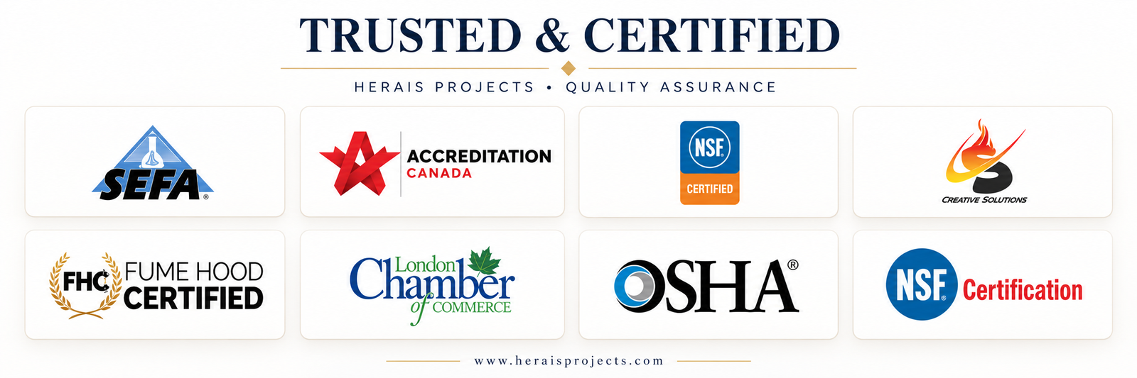 Trusted and certified - HERAIS certifications and partners logo panel